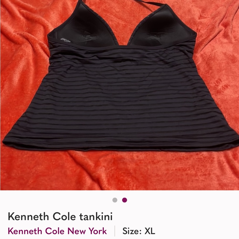 Kenneth Cole Black Striped Tankini Top